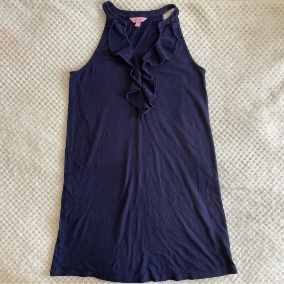 Lilly Pulitzer Shay Ruffle Tank Dress Navy Cotton Size Small - Picture 9 of 12